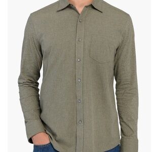 W.R.K. Reworked Slim Fit Heathered Green Cotton Button-Up Shirt